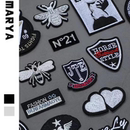 饰补贴 补丁贴修补洞装 新款 自粘黑色刺绣徽章布贴羽绒服衣服牛仔裤