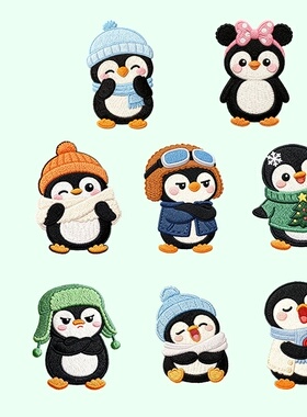 小企鹅刺绣布贴衣服补丁贴缝制熨烫贴帽子包包围巾装饰贴自粘贴布