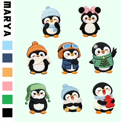 小企鹅刺绣布贴衣服补丁贴缝制熨烫贴帽子包包围巾装饰贴自粘贴布