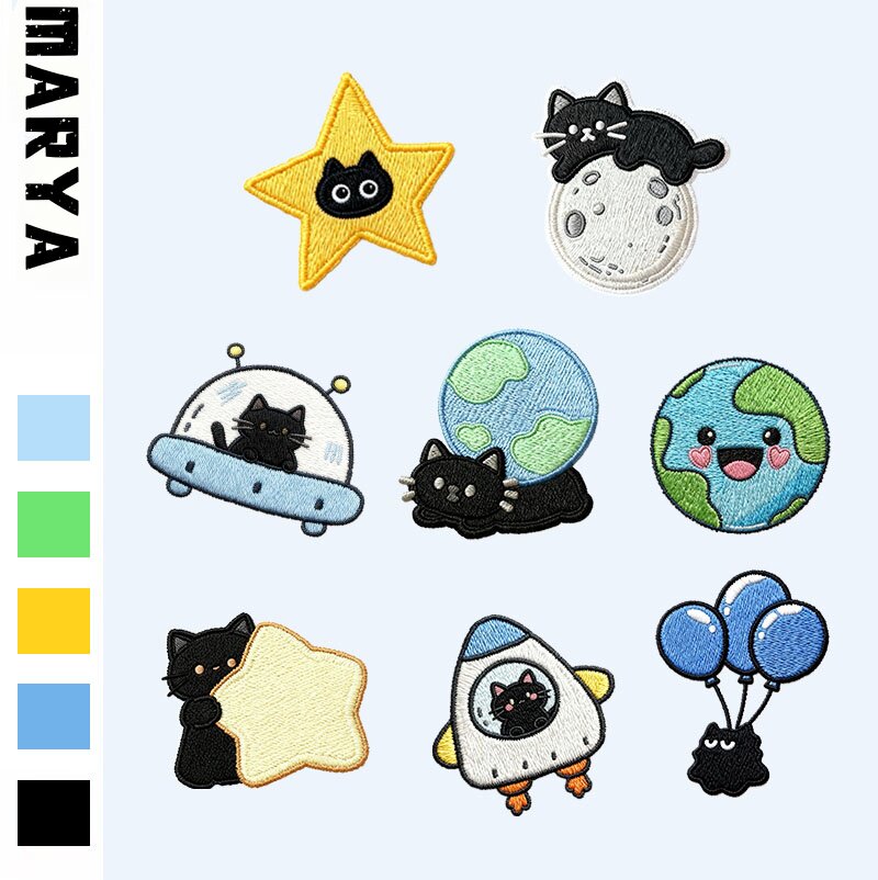原创星球猫咪补丁贴羽绒服衣服包包DIY装饰修补贴高端可水洗布贴