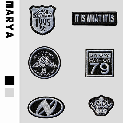 自粘刺绣箱包手帐装饰修复布补丁贴羽绒裤子破洞衣服黑色修补贴花