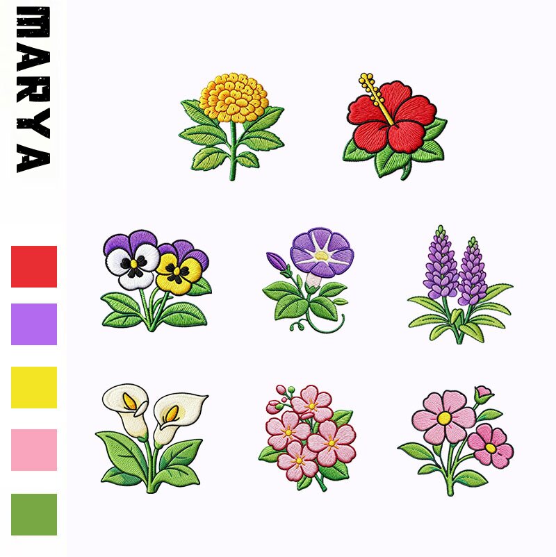 美丽小花自粘刺绣贴儿童书包衣服布贴免缝修补洞贴花手机壳装饰贴