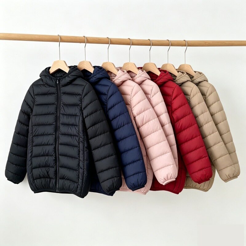 儿童轻薄羽绒棉服连帽保暖外套小学生秋冬中大童男女童装棉衣