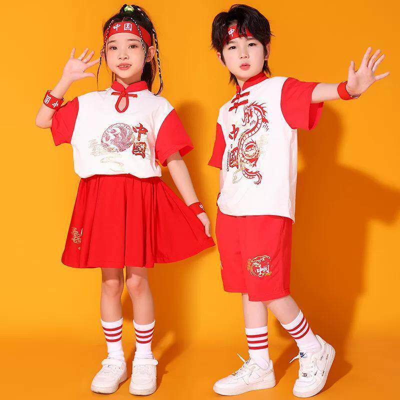 六一儿童演出服中国风男女童幼儿园班服小学生啦啦操表演爱国服装
