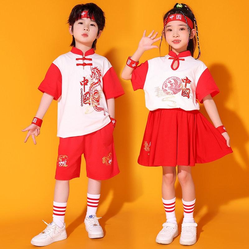 六一儿童跳舞节目演出服中国风幼儿园舞蹈服男女童啦啦队表演服装