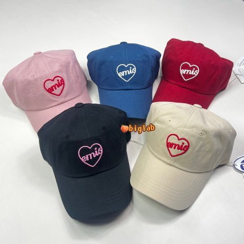 韩国正品emis帽子爱心字母刺绣鸭舌棒球帽显脸小遮阳帽男女鸭舌帽