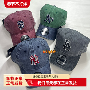 韩国New Era新款牛仔棒球帽男女同款940弯檐运动休闲做旧刺绣帽子