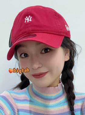 韩国正品NEWERA红色小标软顶刺绣字母男女百搭棒球学生休闲鸭舌帽