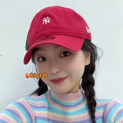 韩国正品NEWERA红色小标软顶刺绣字母男女百搭棒球学生休闲鸭舌帽