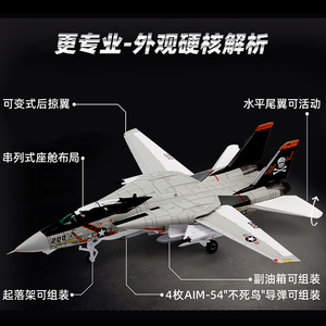 特尔博合金F14雄猫/F15战斗机仿真模型 海盗旗中队VF-84收藏款