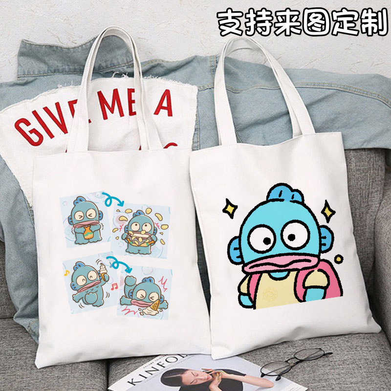 小丑鱼人鱼汉顿帆布包女单肩简约学生手提袋包包女周边便当包书包