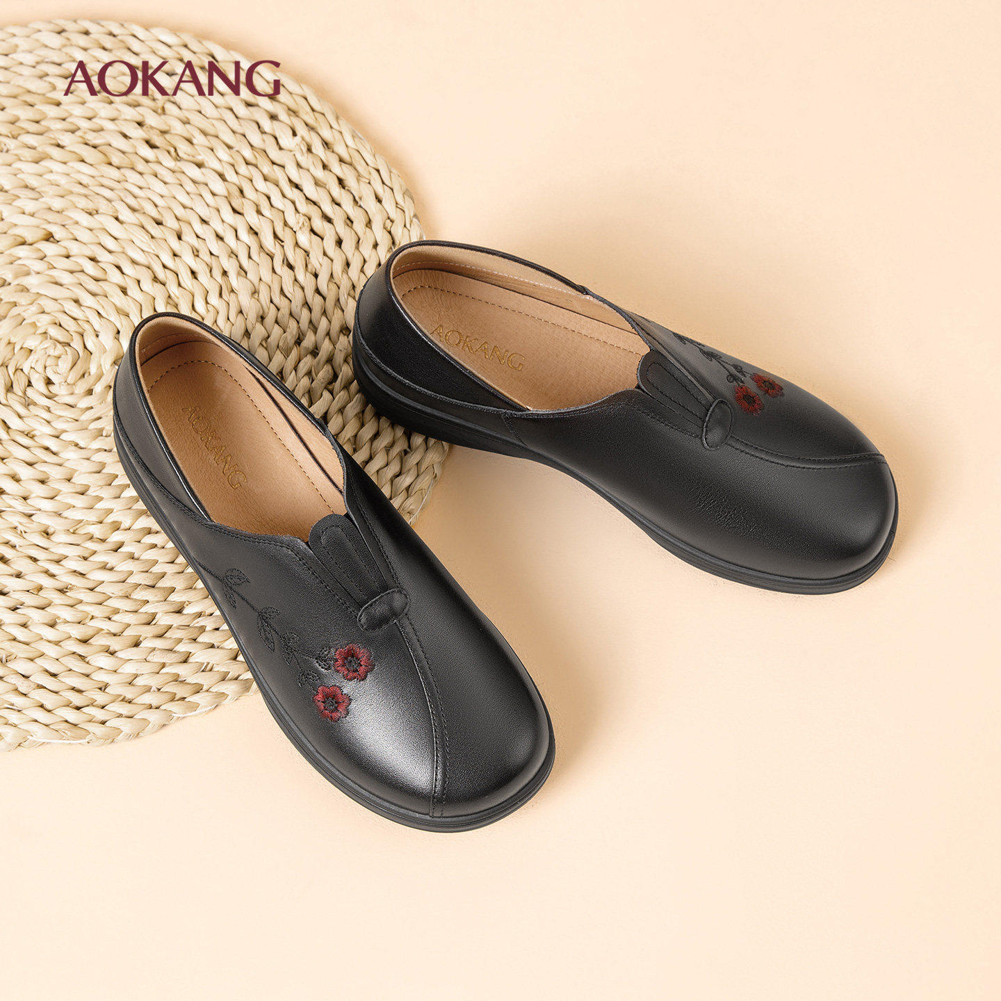 奥康女鞋2026年春季新款真皮平底妈妈鞋舒适深口单鞋休闲中年皮鞋,女鞋,深口单鞋,淘宝优惠券,粉丝福利购,淘宝优惠卷