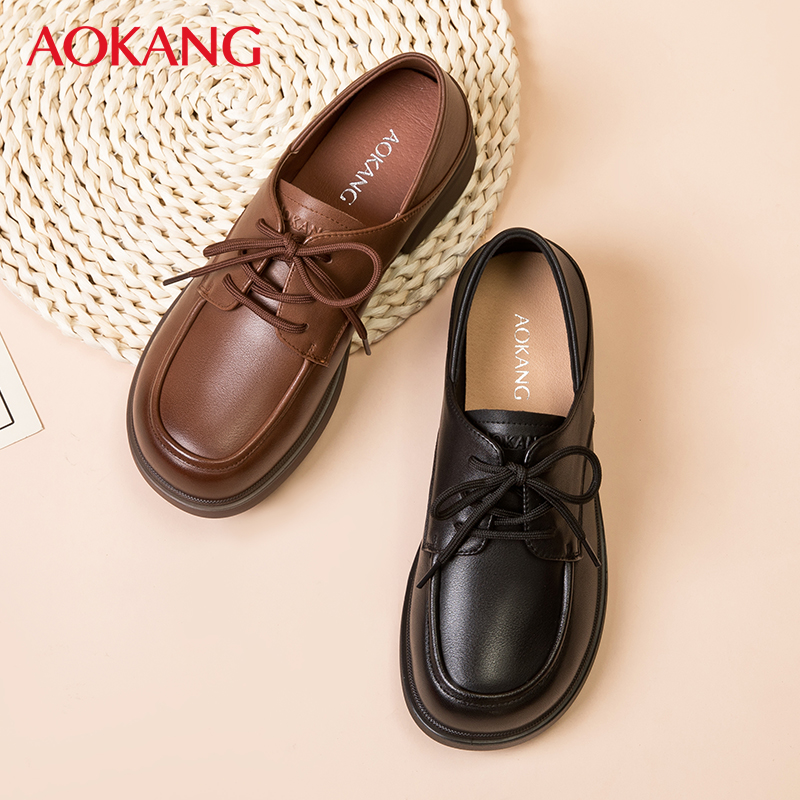 奥康女鞋2025春秋新款舒适软底单鞋女时尚通勤小皮鞋一脚蹬乐福鞋