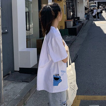 2026新款衣服韩版纯棉短袖T恤女学生宽松简约百搭上衣港风ins女装