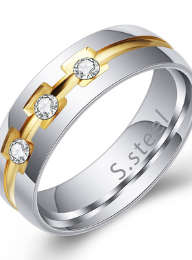 饰品镶钻男士钛钢戒指