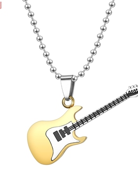 欧美吉他情侣源头吊坠项链