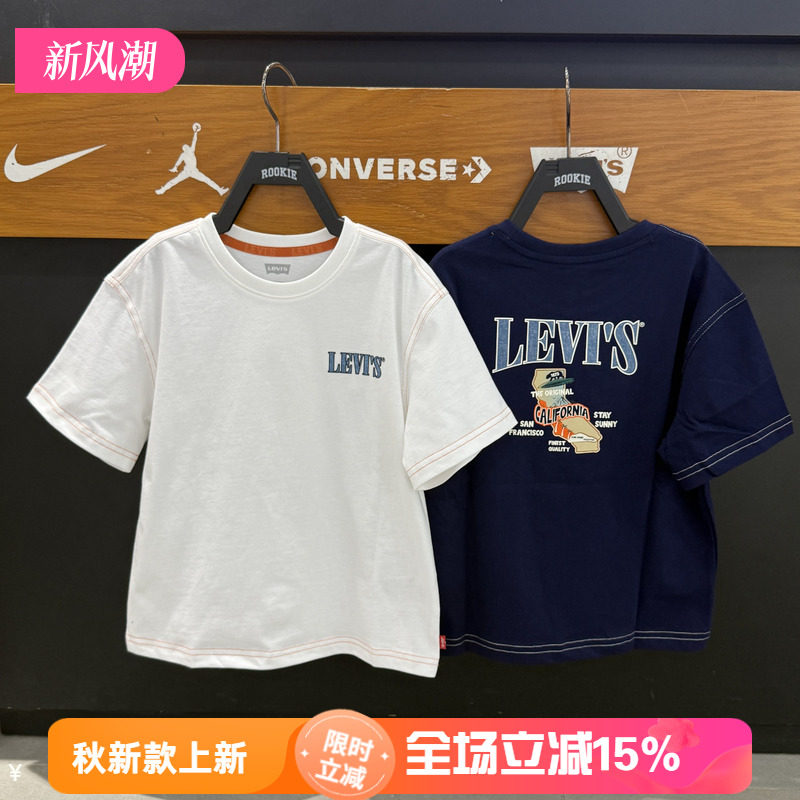 李维斯儿童字母印花短袖T恤图片