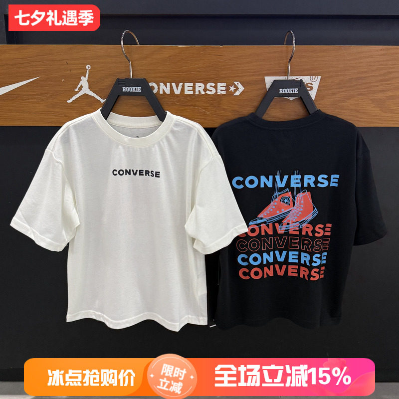 Converse匡威套头商场同款印花T恤男女同款宽松短袖休闲上衣凉感