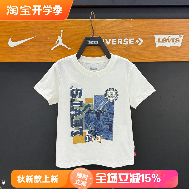 李维斯童装时尚潮流创意图案短T夏牛仔印花网眼透气T恤 LV2522031
