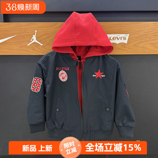 Converse匡威童装26新年款假两件时尚夹克带帽梭织外套 CV2612492