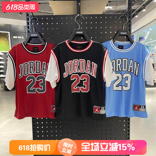 JORDAN正品26年夏款男女童短袖AJ飞人运动假两件T恤JD2422054