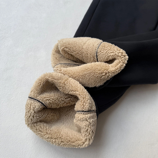 直筒束口休闲裤 女加绒保暖休闲运动裤 保暖加厚羊羔绒束脚卫裤 冬季