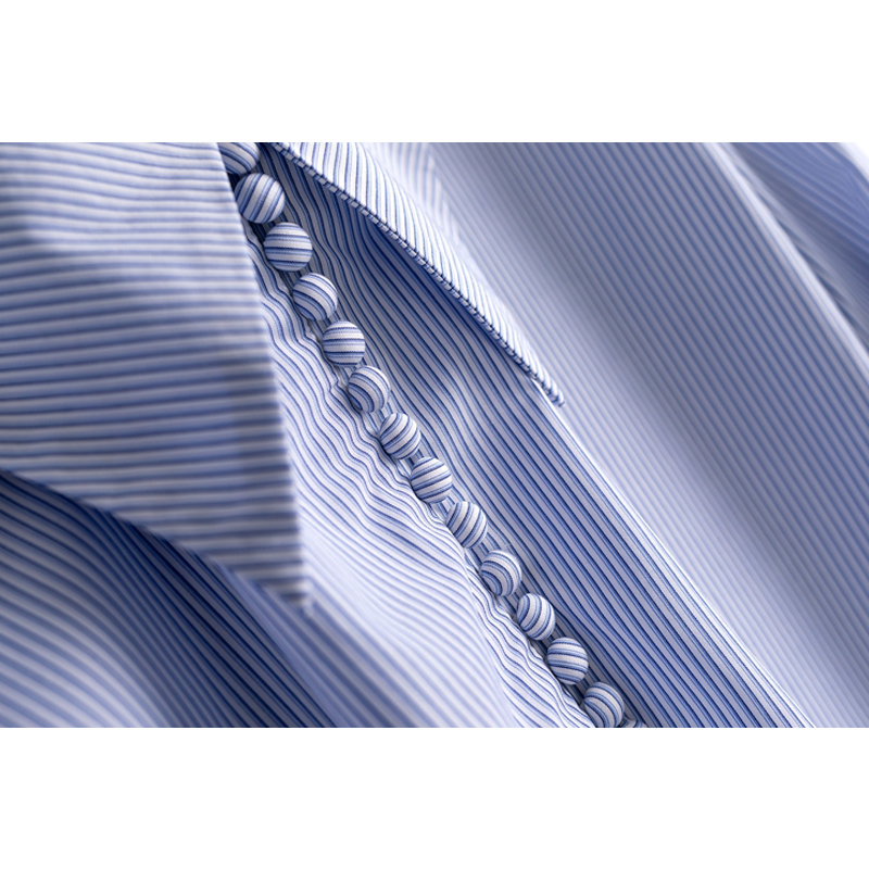 条纹V领显瘦长袖衬衫上衣女春夏