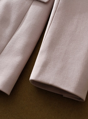通勤粉色双排扣显瘦西装外套女