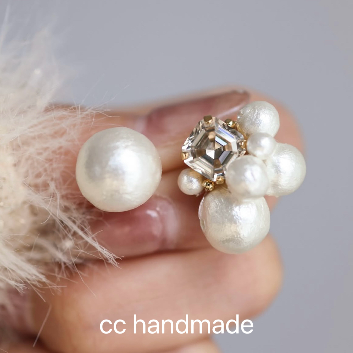 cc手作进口棉花珍珠编织耳环耳钉s925银针不对称百搭简约耳饰,饰品/流行首饰/时尚饰品新,耳环,淘宝优惠券,粉丝福利购,淘宝优惠卷