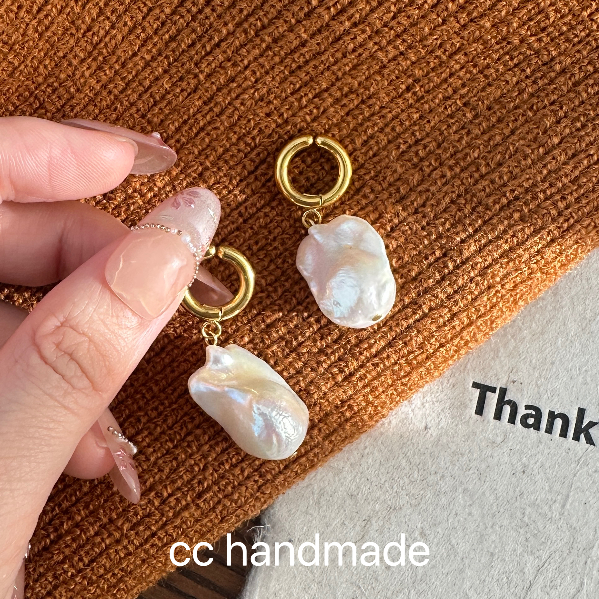 cc手作法式复古天然巴洛克异形珍珠耳环女轻奢高级耳饰无耳洞耳夹