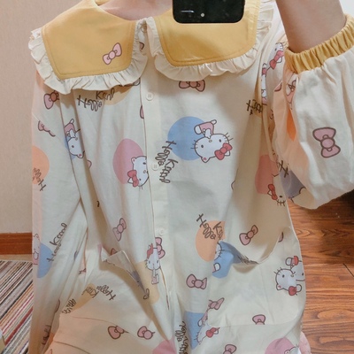 韩版纯棉甜美风纯棉可外穿家居服