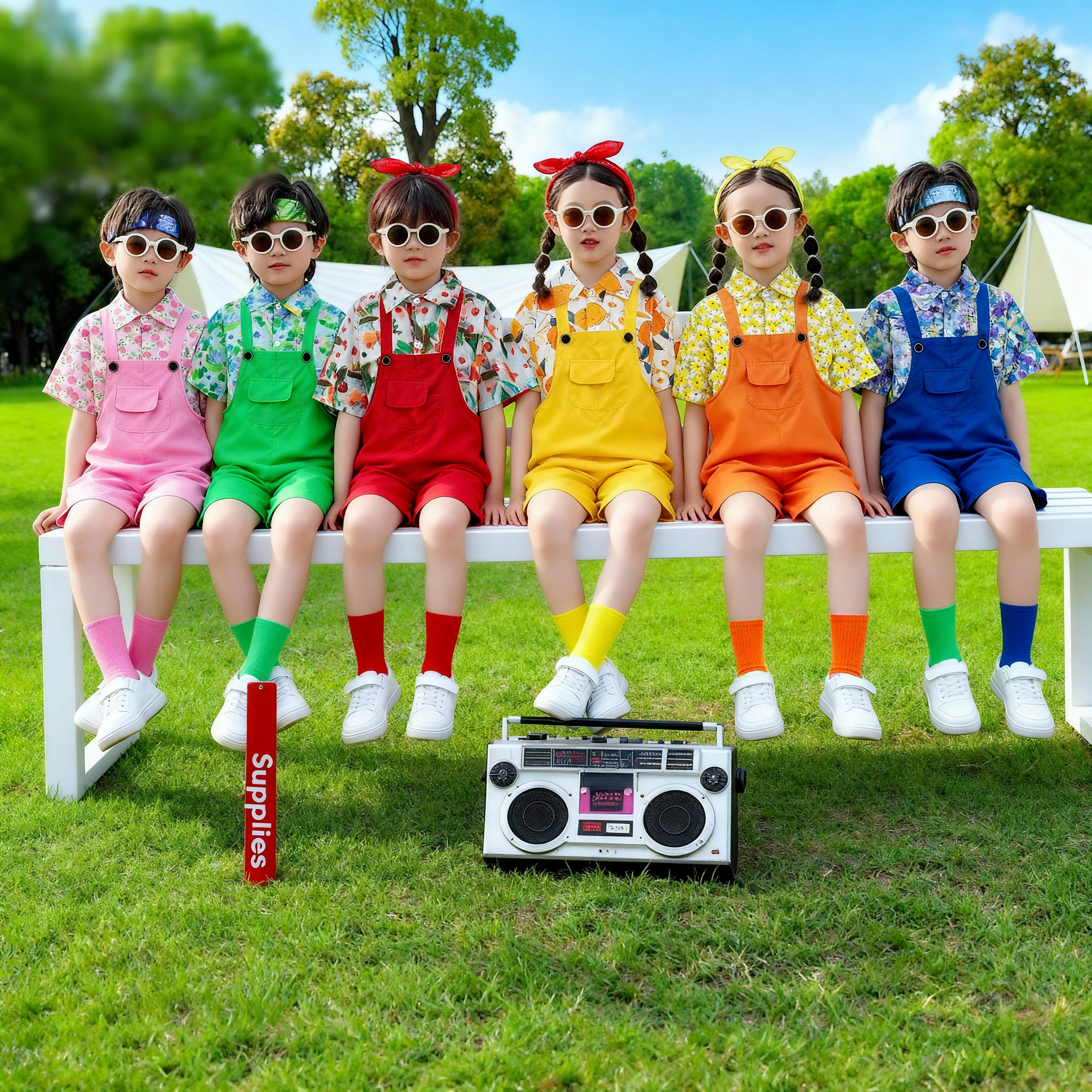 幼儿满怀可爱的童年云一朵花一朵舞蹈服一起跳舞我不想长大演出服