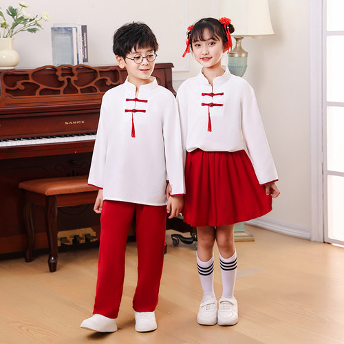 元旦学生版半生雪雪龙吟扇子舞服装儿童中国风演出服幼儿合唱班服
