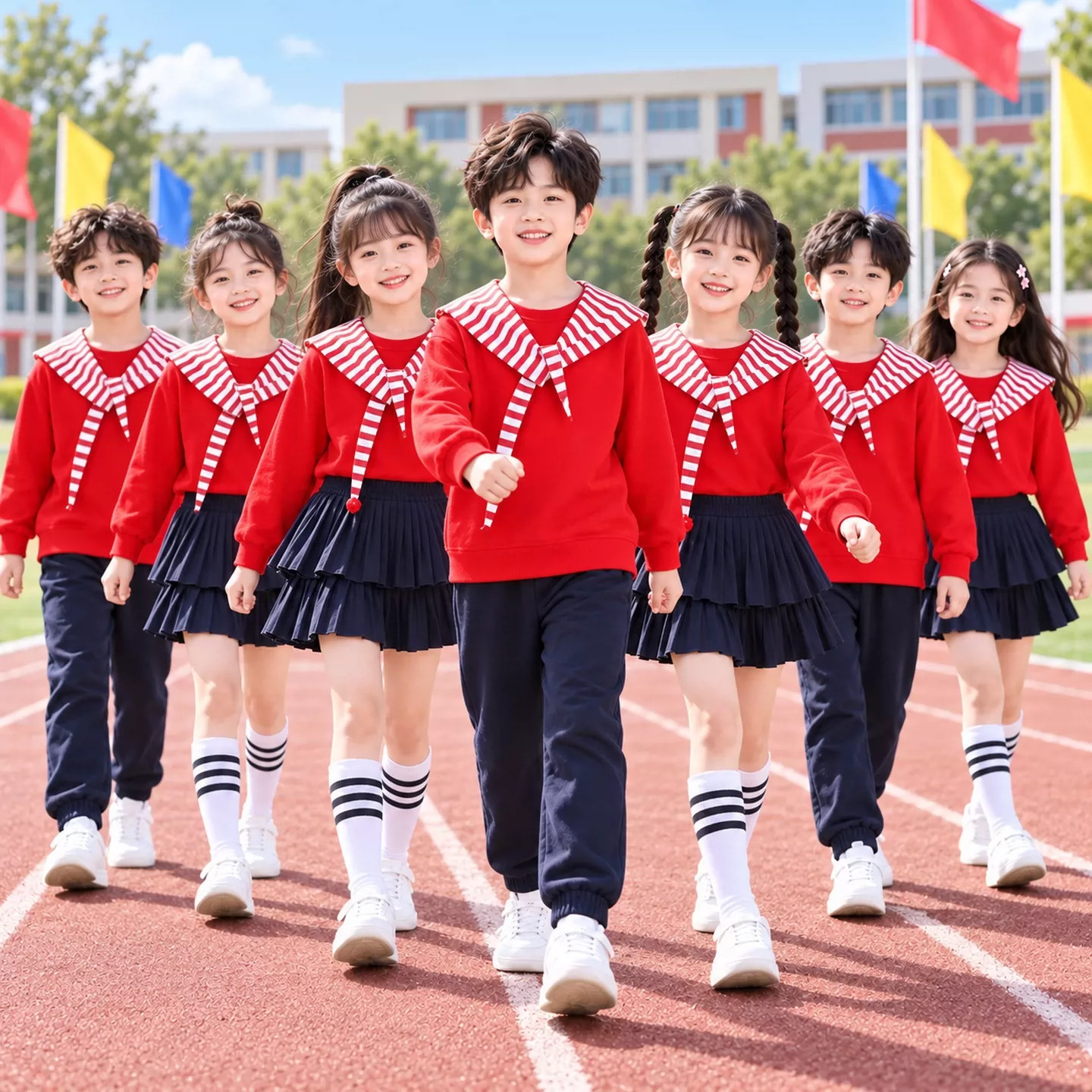 学生运动会开场舞未来我来少年志舞蹈服追星团体操红色卫衣套装长