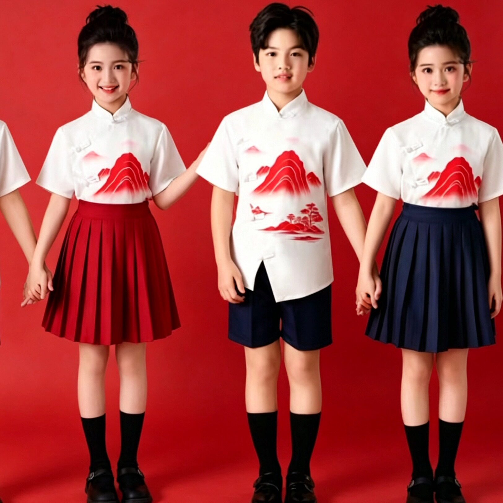 六一少年中国说如愿合唱服国风小学生长征半生雪国家手势舞演出服