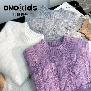 DUMENGDUO 儿童羊绒衫女童落肩纯羊绒毛衣洋气秋冬季亲子装针织衫