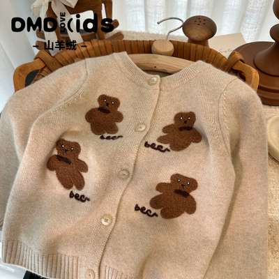 儿童羊绒衫开衫小熊毛衣外套加厚