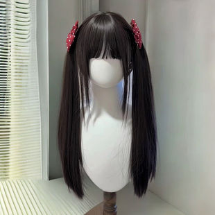 假发女Lolita长直发自然齐刘海冰冷心事同款少萝双马尾JK全头套式