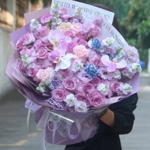 长春市鲜花店送花粉玫瑰紫玫瑰花束母亲节鲜花教师节花束生日祝福