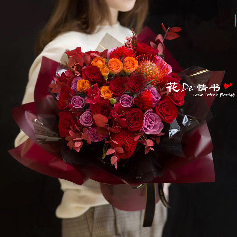 长春同城鲜花速递进口玫瑰高端花束新年鲜花送领导情人节鲜花