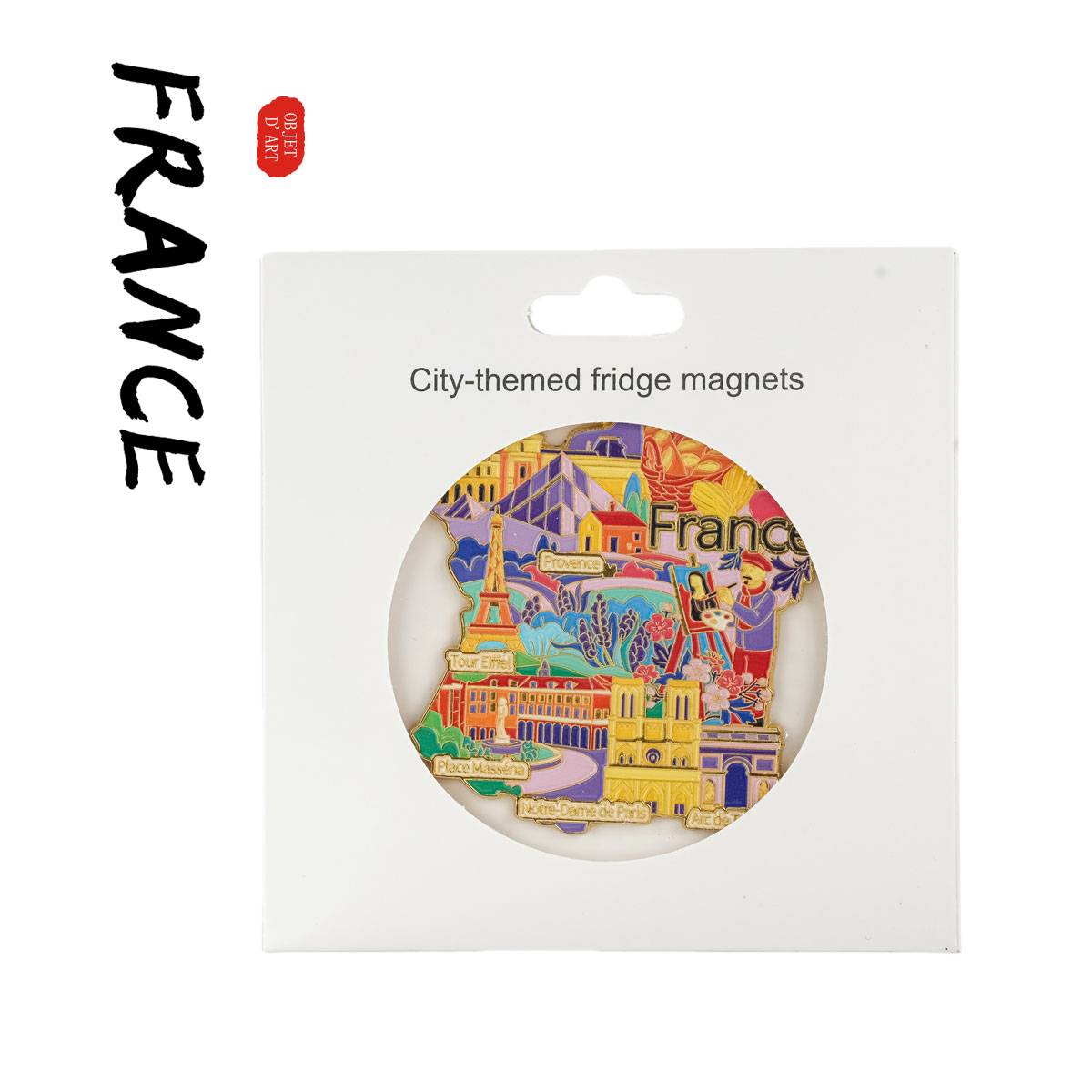 法国地图冰箱贴金属全球现货