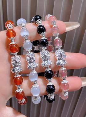 足银999纯银貔貅前来手链手串