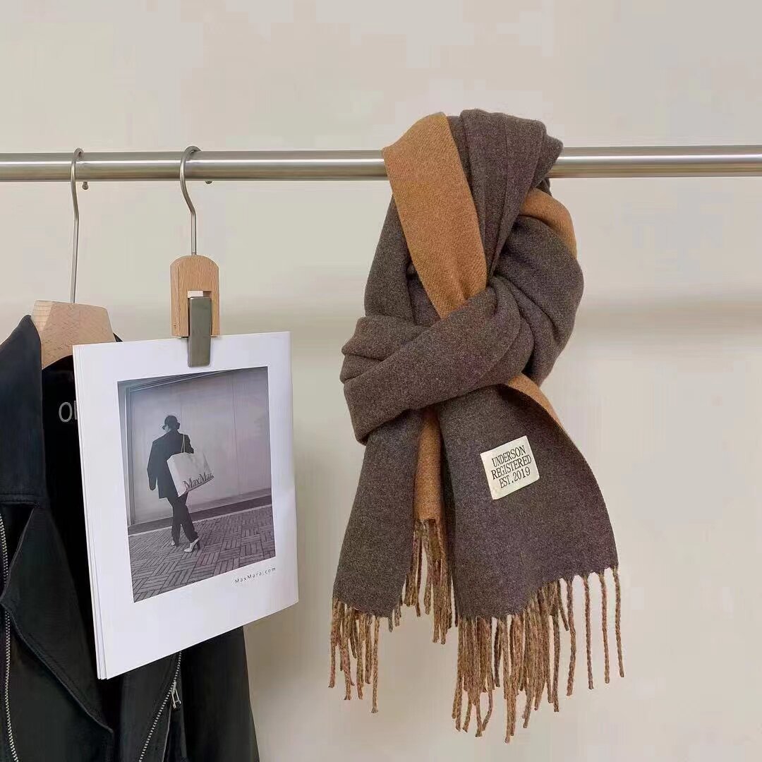 披肩秋季韩版百搭时尚纯色双面保暖亲肤围脖情侣仿羊绒围巾女冬季