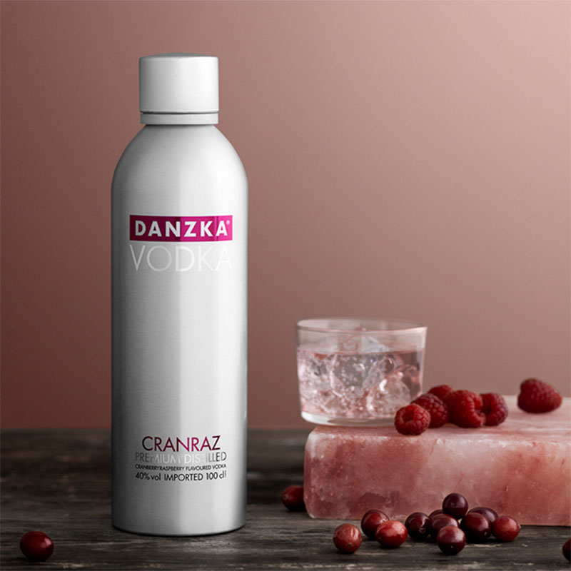 德国进口铝瓶装红莓味伏特加丹麦Danzka丹茨卡Vodka 700ml 40度