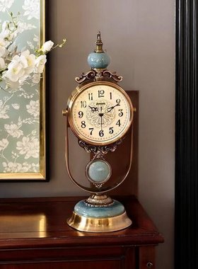 复古典怀旧欧式办公桌面客厅室装饰品石英座钟台式轻奢摆钟表时件