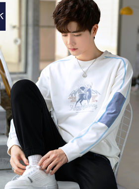 TEEK2026新款男装卫衣帅气 青少年学生无帽拼接春季潮流长袖t恤衫