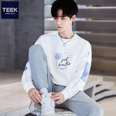 TEEK拼接男装 T恤 蒲公英青少年中学生加厚加绒长袖 卫衣潮流 秋冬季