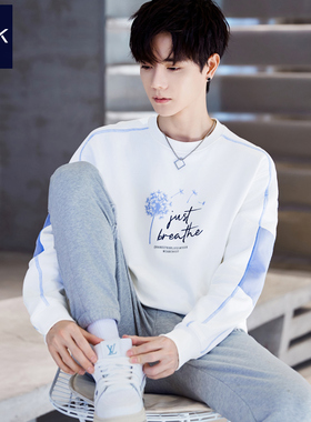 TEEK拼接男装卫衣纯棉 秋冬季蒲公英青少年中学生加厚加绒长袖T恤