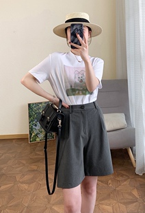 通勤风高腰百慕大短裤 wei单 帅气不失优雅