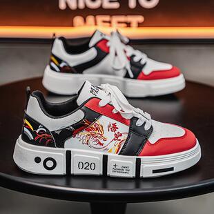 男童鞋子皮面防水休闲板鞋中小学生系鞋带街舞滑板鞋男孩子运动鞋